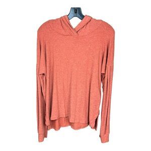 PST Project Social T LA Hoodie Sweater Rust Burnt Orange Ribbed Knit Medium